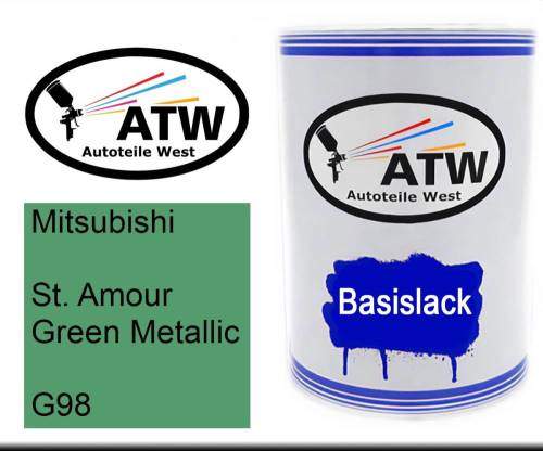 Mitsubishi, St. Amour Green Metallic, G98: 500ml Lackdose, von ATW Autoteile West.